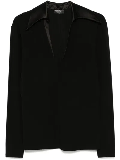 Mugler Spiky-satin-collar Polo Shirt In Black