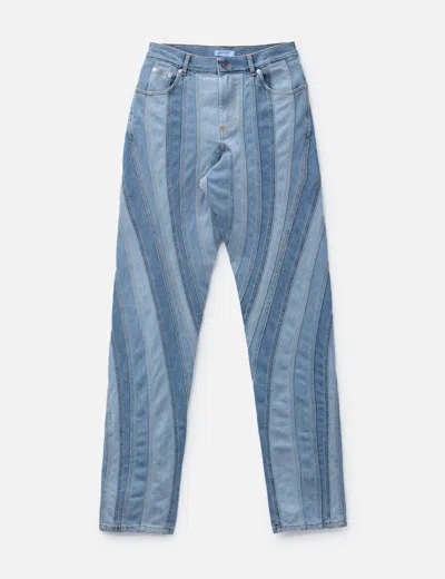 Mugler Spiral Baggy Jeans In Blue