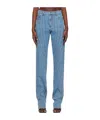 Mugler Seam-embellished Straight-leg High-rise Stretch-denim Jeans In Blue