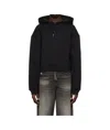 Mugler Black Spiral Cropped Hoodie In Black