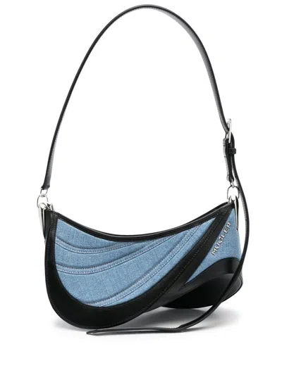 MUGLER MUGLER SPIRAL CURVE 01 DENIM SHOULDER BAG