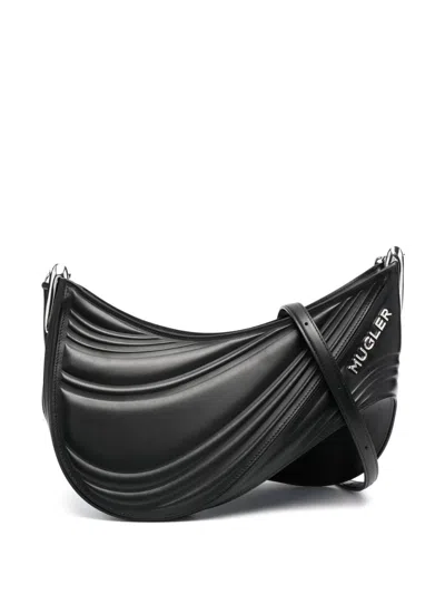 Mugler Spiral Curve 01 Shoulder Bag In Black