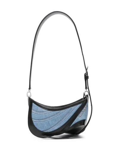 Mugler Spiral Curve 01 Shoulder Bag In Blau