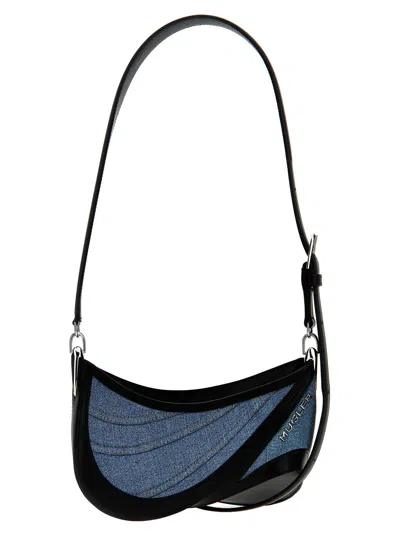 Mugler Spiral Curve 01 Shoulder Bag In Blue