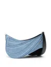 Mugler Medium Leather & Denim Spiral Curve Bag In Blue