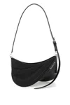 Mugler Spiral Curve Medium Leather And Quilted Denim Shoulder Bag In Black