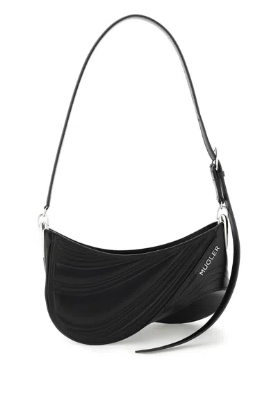 Mugler Spiral Curve 01 Shoulder Handbag For Women In Black