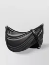Mugler Spiral Curve Curved Leather Shoulder Bag In Black