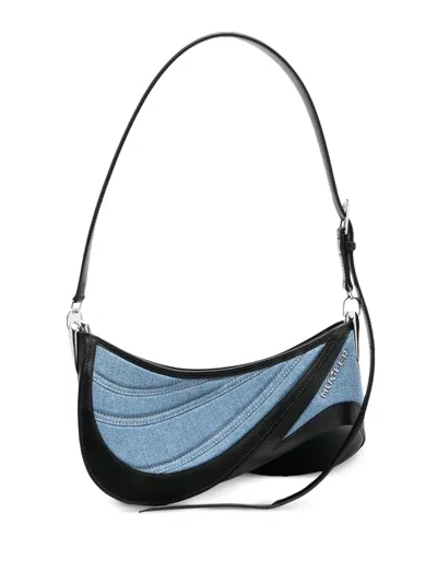 Mugler Spiral Curve Shoulder Bag In Blue