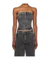 Mugler Spiral Denim Bustier In Black