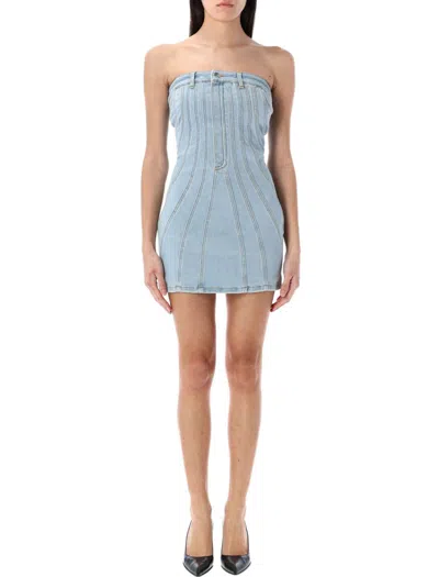 Mugler Mini Dress In Blue