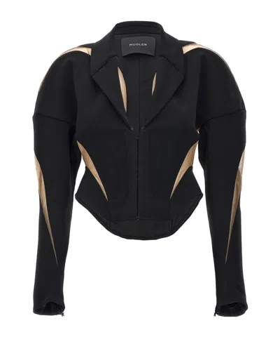 Mugler Mesh Insert Blazer Blazer And Suits Black