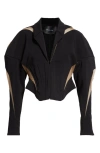 Mugler Black Spiral Illusion Blazer In Black/ Beige
