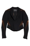 Mugler Spiral Mesh Inset Corset Jacket In Black/ Nude02