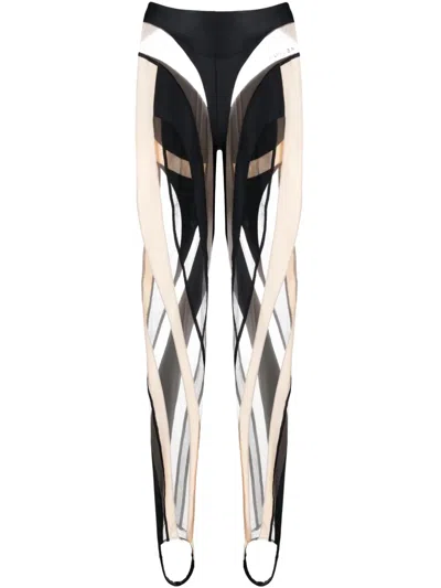 Mugler Spiral Panelled Leggings In 黑色