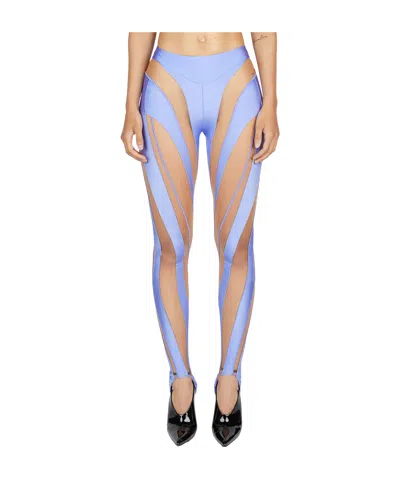 Mugler Spiral Panelled Leggings In Blue