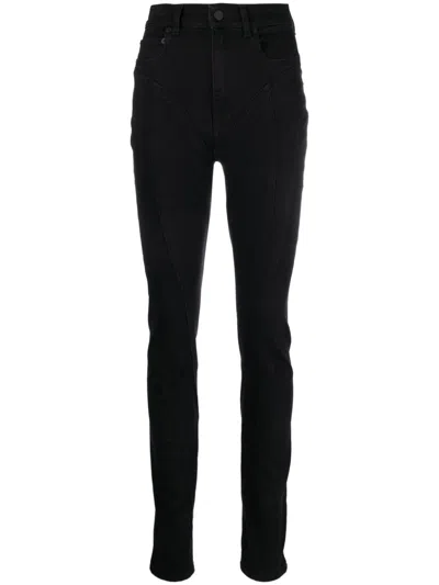 Mugler Black Spiral Jeans In B1919 Black/black