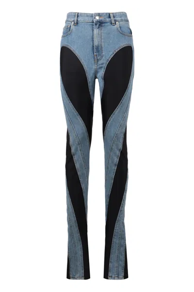 Mugler Spiral Skinny Jeans In Blue