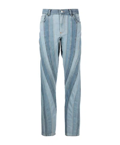 Mugler Spiral Straight-leg Jeans In Blue
