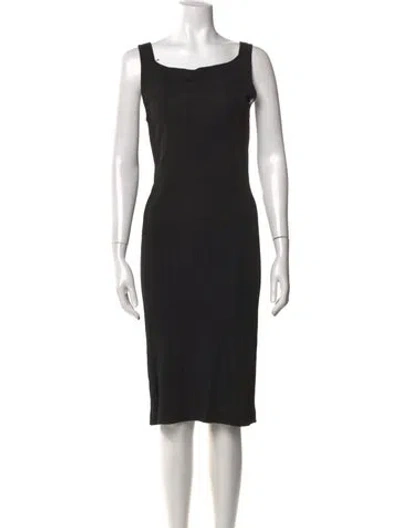 Pre-owned Mugler Square Neckline Knee-length Dress In Black