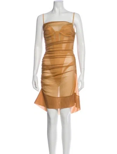 Pre-owned Mugler Square Neckline Knee-length Dress In Neutral