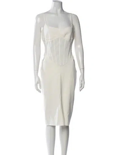 Pre-owned Mugler Square Neckline Knee-length Dress In Neutrals