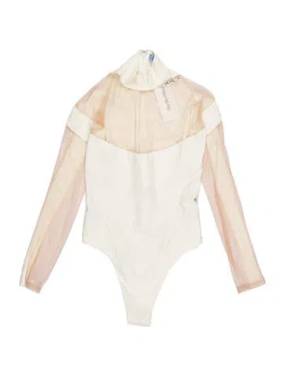 Pre-owned Mugler Square Neckline Long Sleeve Top In Neutral