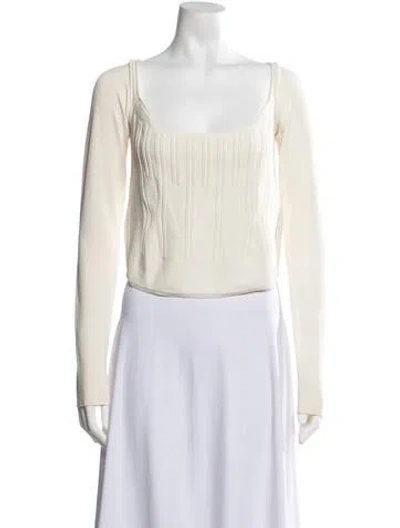 Pre-owned Mugler Square Neckline Long Sleeve Top W/ Tags In Neutrals