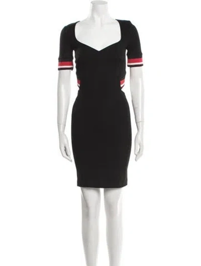 Pre-owned Mugler Square Neckline Mini Dress In Black