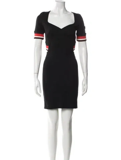 Pre-owned Mugler Square Neckline Mini Dress In Black