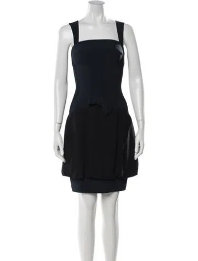 Pre-owned Mugler Square Neckline Mini Dress In Black
