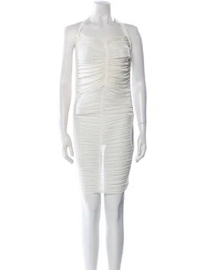 Pre-owned Mugler Square Neckline Mini Dress W/ Tags In White