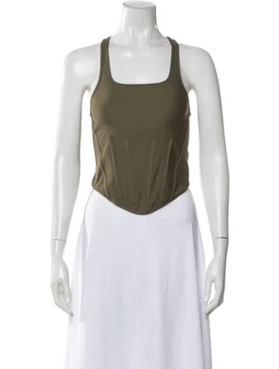 Pre-owned Mugler Square Neckline Sleeveless Crop Top In Green