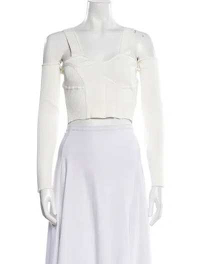 Pre-owned Mugler Square Neckline Sleeveless Crop Top In Neutral