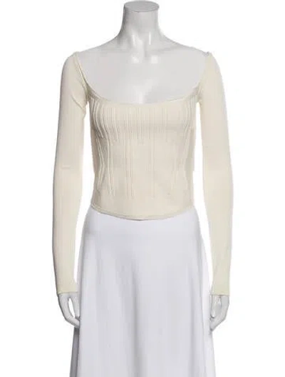 Pre-owned Mugler Square Neckline Sleeveless Crop Top In Neutral