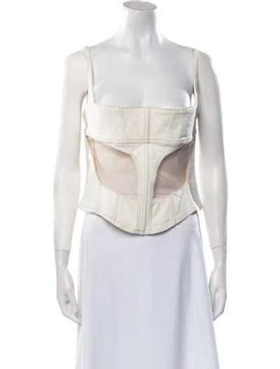 Pre-owned Mugler Square Neckline Sleeveless Crop Top W/ Tags In Neutral