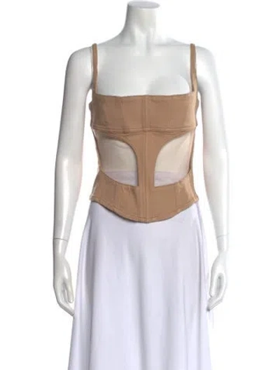 Pre-owned Mugler Square Neckline Sleeveless Top In Neutral