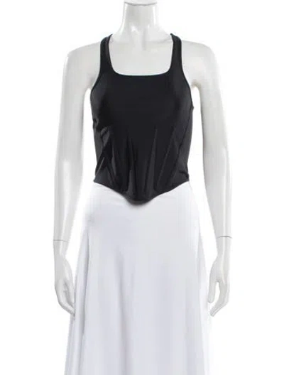 Pre-owned Mugler Square Neckline Sleeveless Top In White