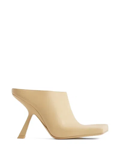 Mugler Square-toe Leather Mules In Neutral
