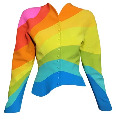 Pre-owned Mugler S/s 1990 Thierry  Iconic Rainbow "arc En Ciel" Jacket In Yellow