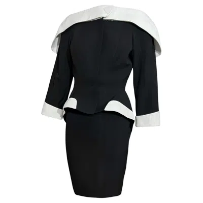 Pre-owned Mugler S/s 1996 Thierry  Sculptural Runway Museum Skirt Suit Ensemble In Black