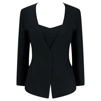 Pre-owned Mugler S/s 2001 Thierry  Black Convertible Bustier Snap Blazer Jacket