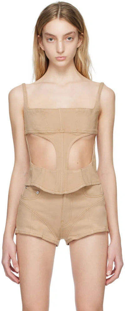 Mugler Ssense Exclusive Beige Tank Top In B2041 Dark Beige / N