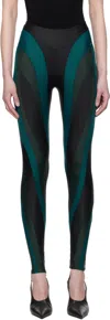 Mugler Ssense Exclusive Black & Green Eco Sport Lycra Leggings In M1959 Blk Dr Forest