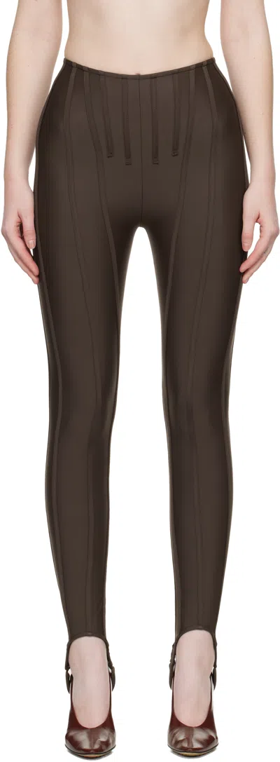 Mugler Ssense Exclusive Brown Corseted Leggings