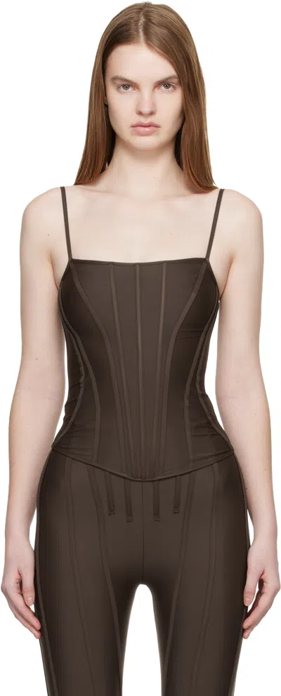 Mugler Ssense Exclusive Brown Corseted Top
