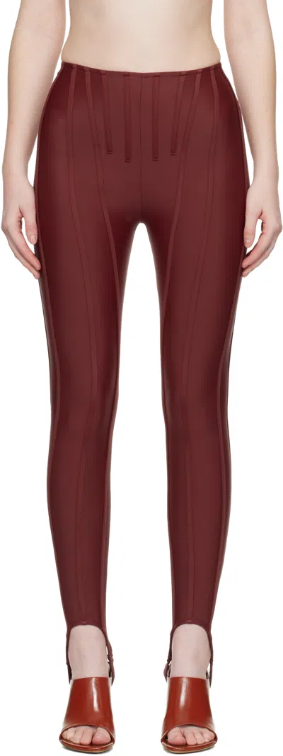 Mugler Ssense Exclusive Burgundy Corseted Leggings