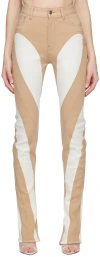Mugler Ssense Exclusive White & Beige Spiral Jeans In B2015 Dark Beige / L