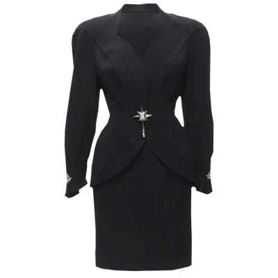 Mugler Star Button Space Age Curved Collar Power Blazer In Black