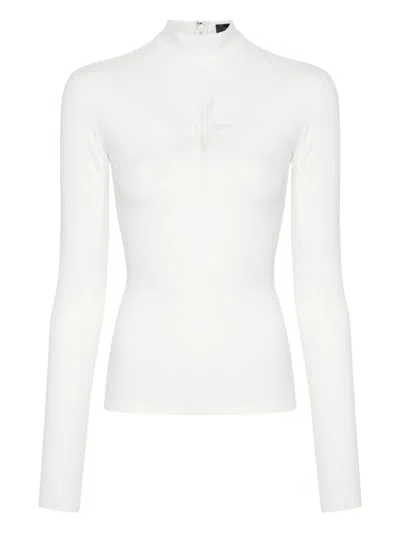 Mugler Star-cut High-neck Top In White